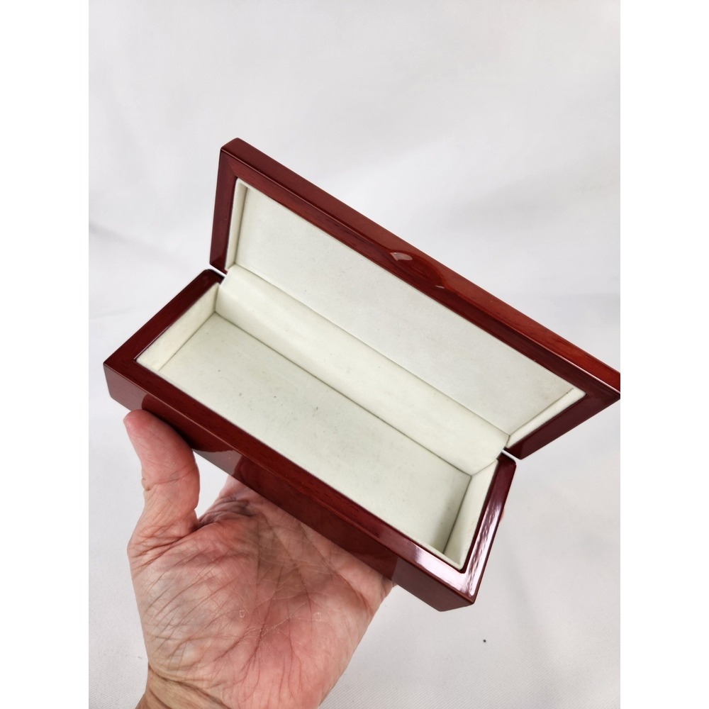 Cherry Wood Box Velvet Lined Case Watch Glasses Vintage